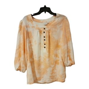 NWT New Directions Womens 1X Blouse Lightweight Peach Song Color 100% Polyester